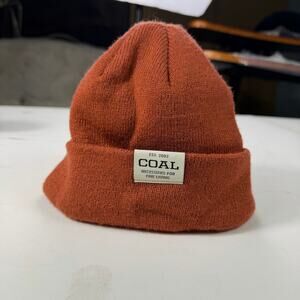 Coal The Uniform Beanie Knit Cuffed Classic Logo Patch Orange One Size